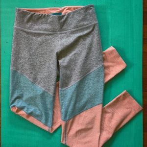 Outdoor Voices Springs Leggings Colorblock High Waisted teal orange grey Medium